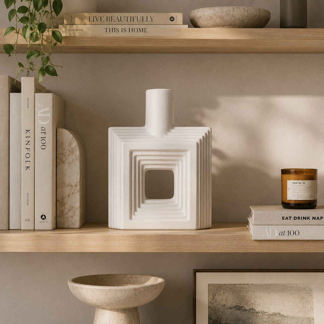 Ribbed Hollow Square Vase