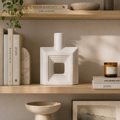 Ribbed Hollow Square Vase