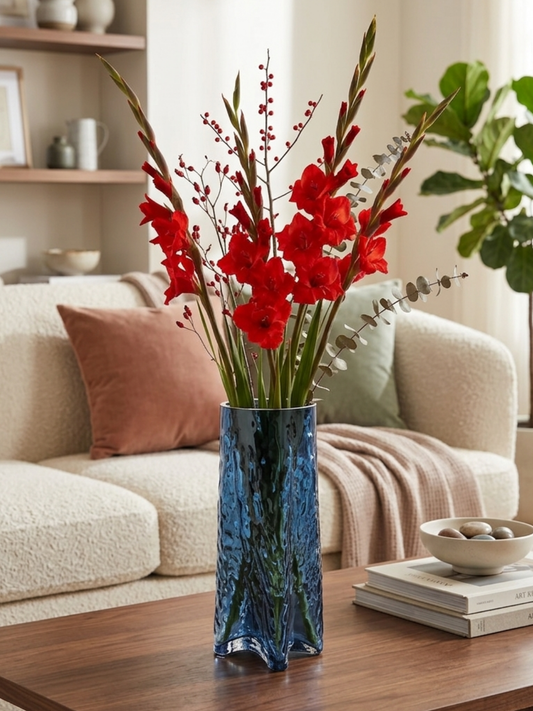 Blue textured Flower Vase