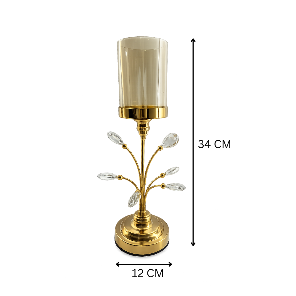 Golden Crystal Candle Holder