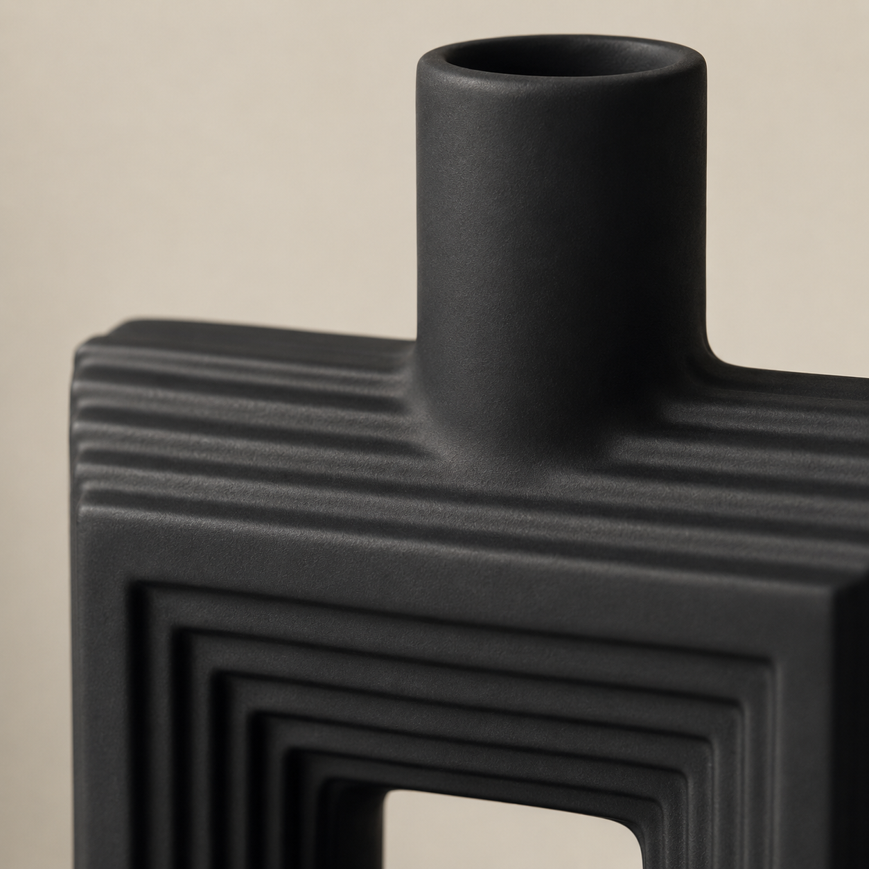 Ribbed Hollow Square Vase