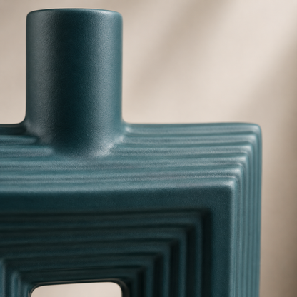 Ribbed Hollow Square Vase