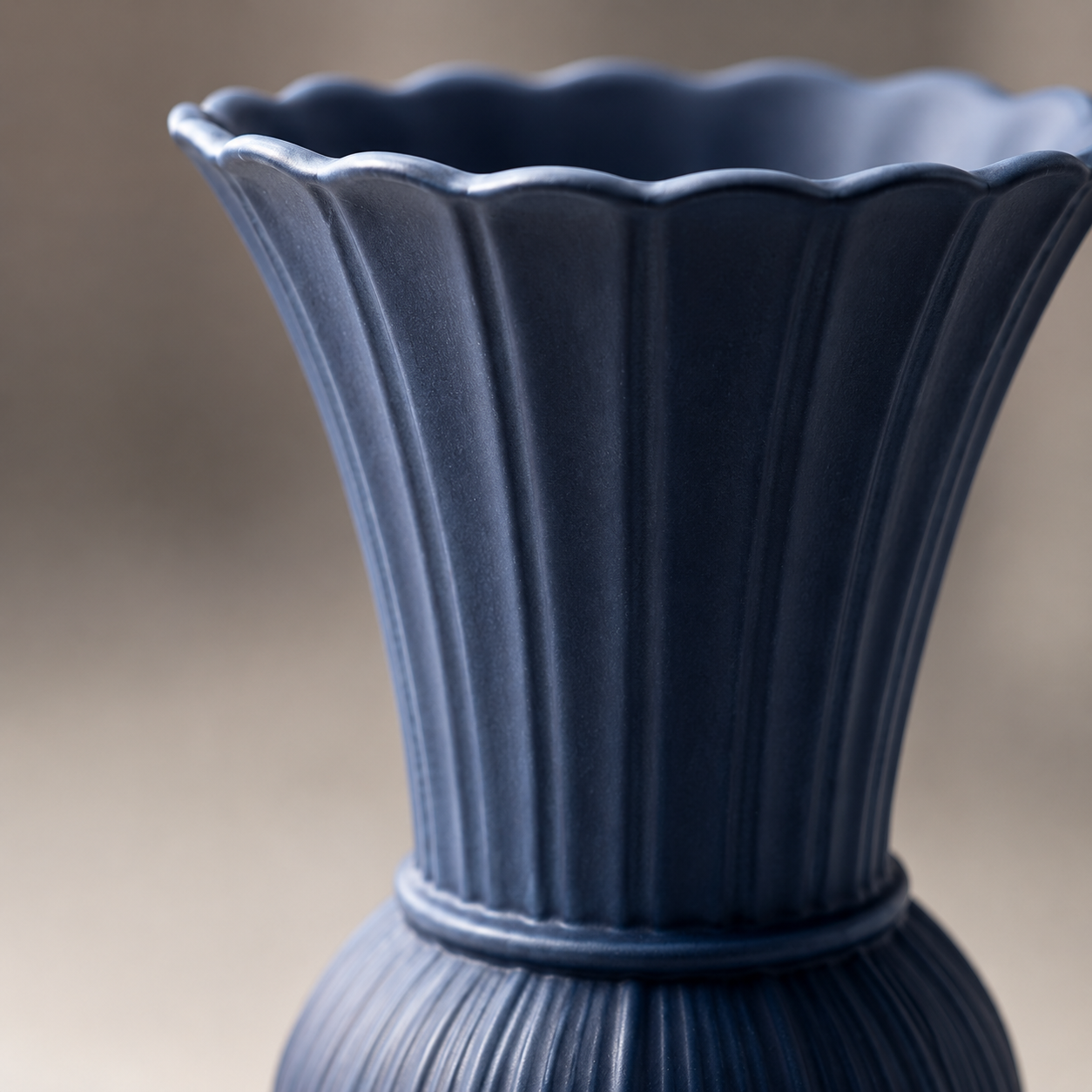 Scalloped Ribbed Ceramic Vase