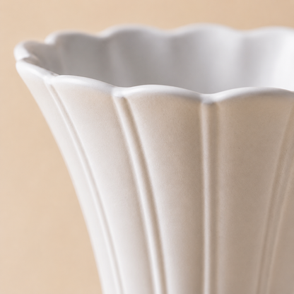 Scalloped Ribbed Ceramic Vase