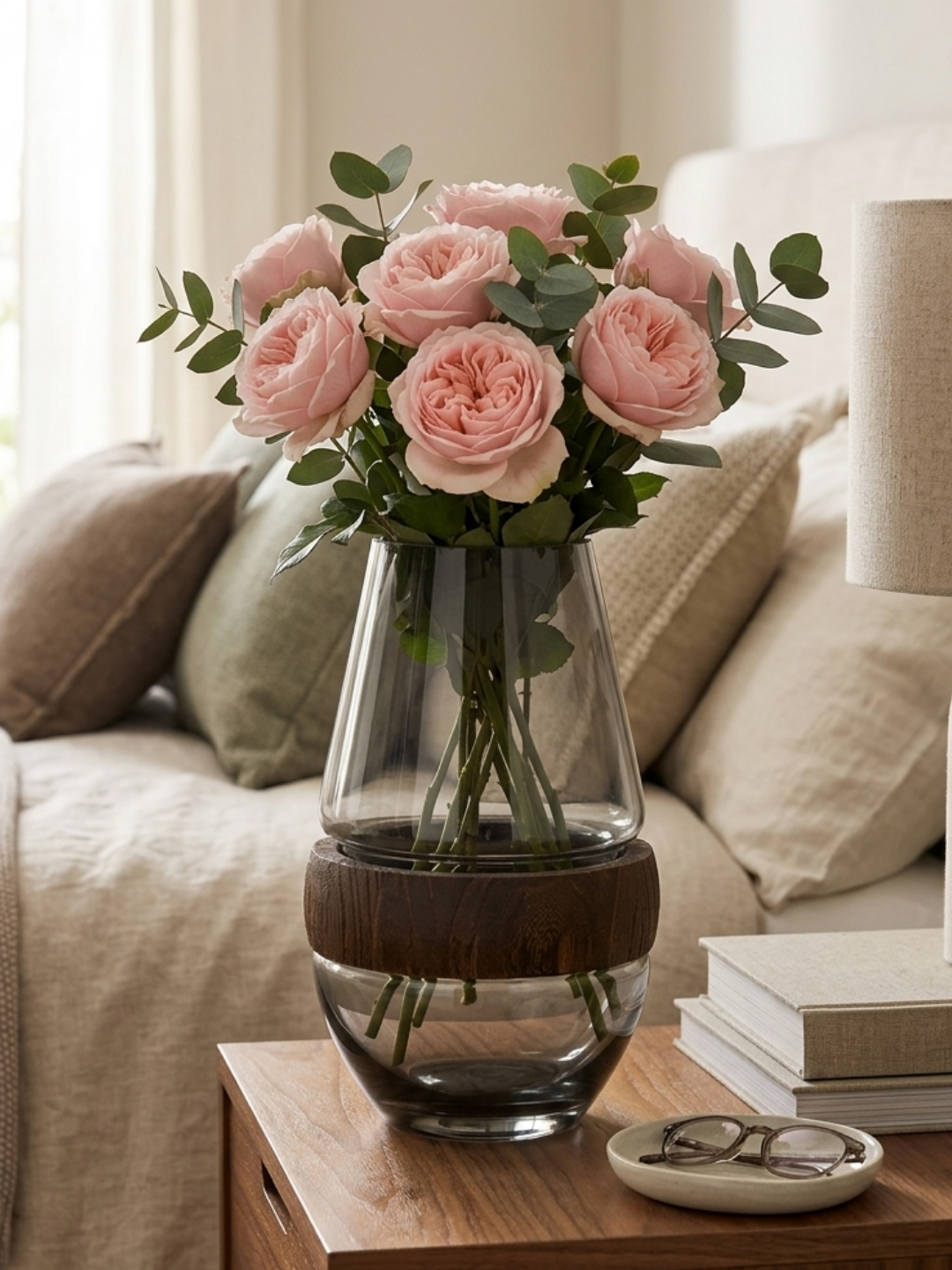 Cylindrical Smoky Black Flower Vase