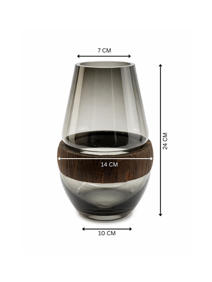 Cylindrical Smoky Black Flower Vase