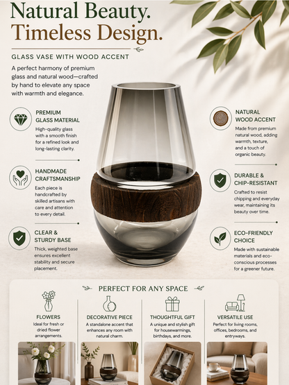 Cylindrical Smoky Black Flower Vase