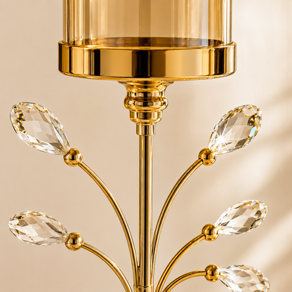 Golden Crystal Candle Holder
