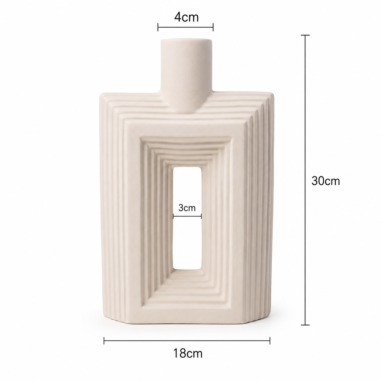 Ribbed Hollow Rectangle Vase