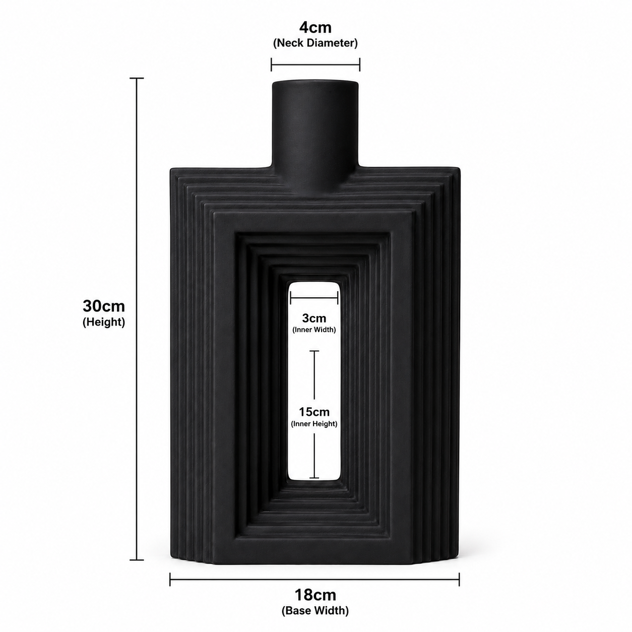 Ribbed Hollow Rectangle Vase