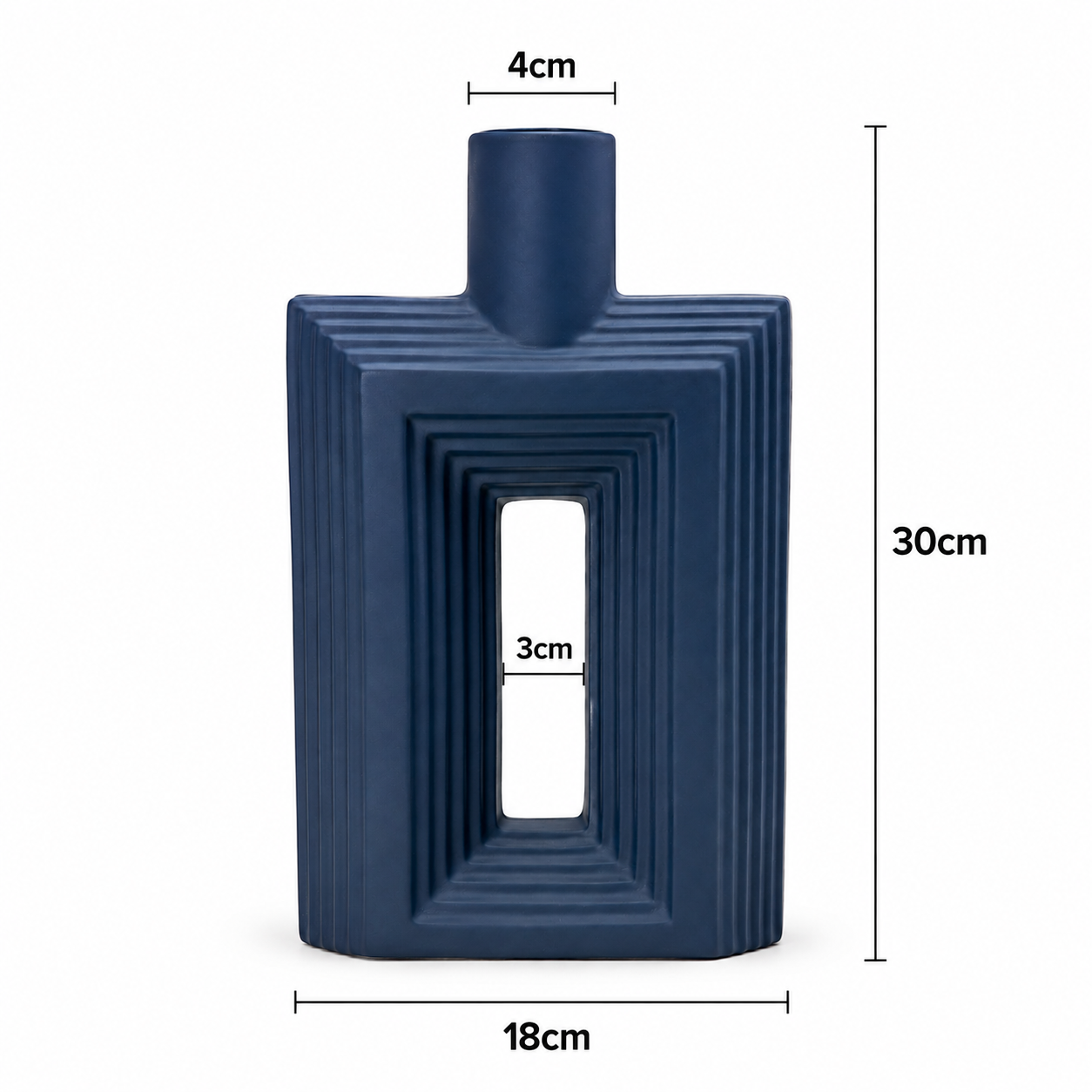 Ribbed Hollow Rectangle Vase