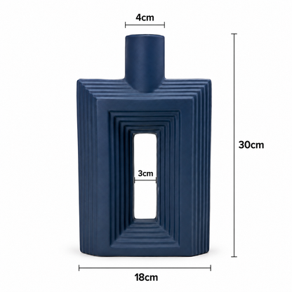 Ribbed Hollow Rectangle Vase