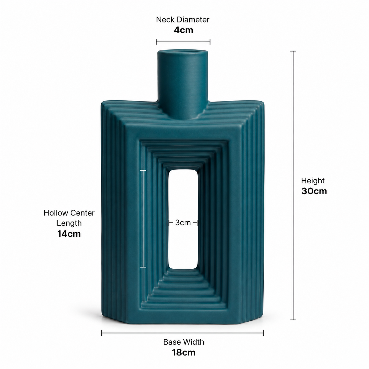 Ribbed Hollow Rectangle Vase