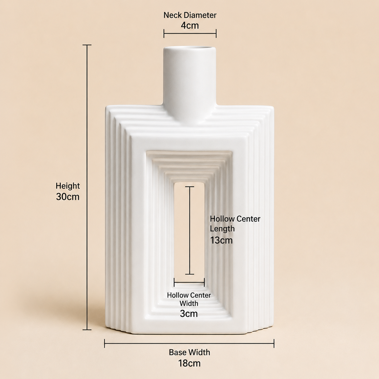 Ribbed Hollow Rectangle Vase