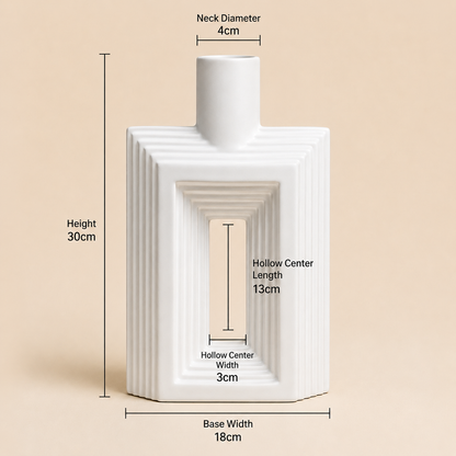 Ribbed Hollow Rectangle Vase