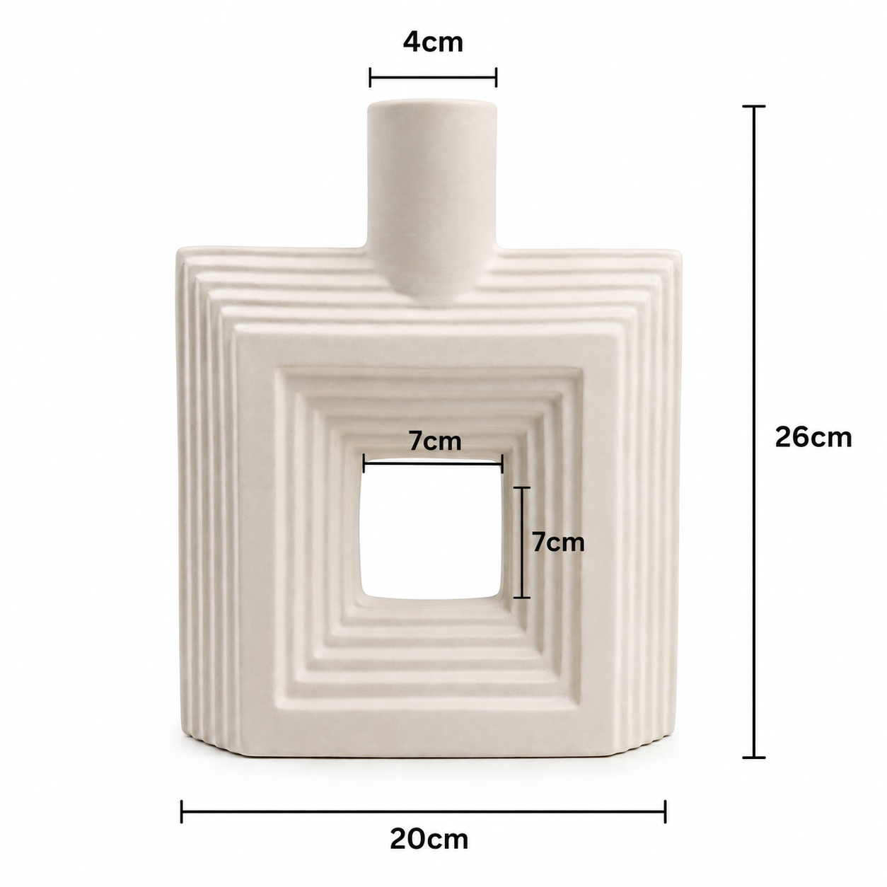 Ribbed Hollow Square Vase