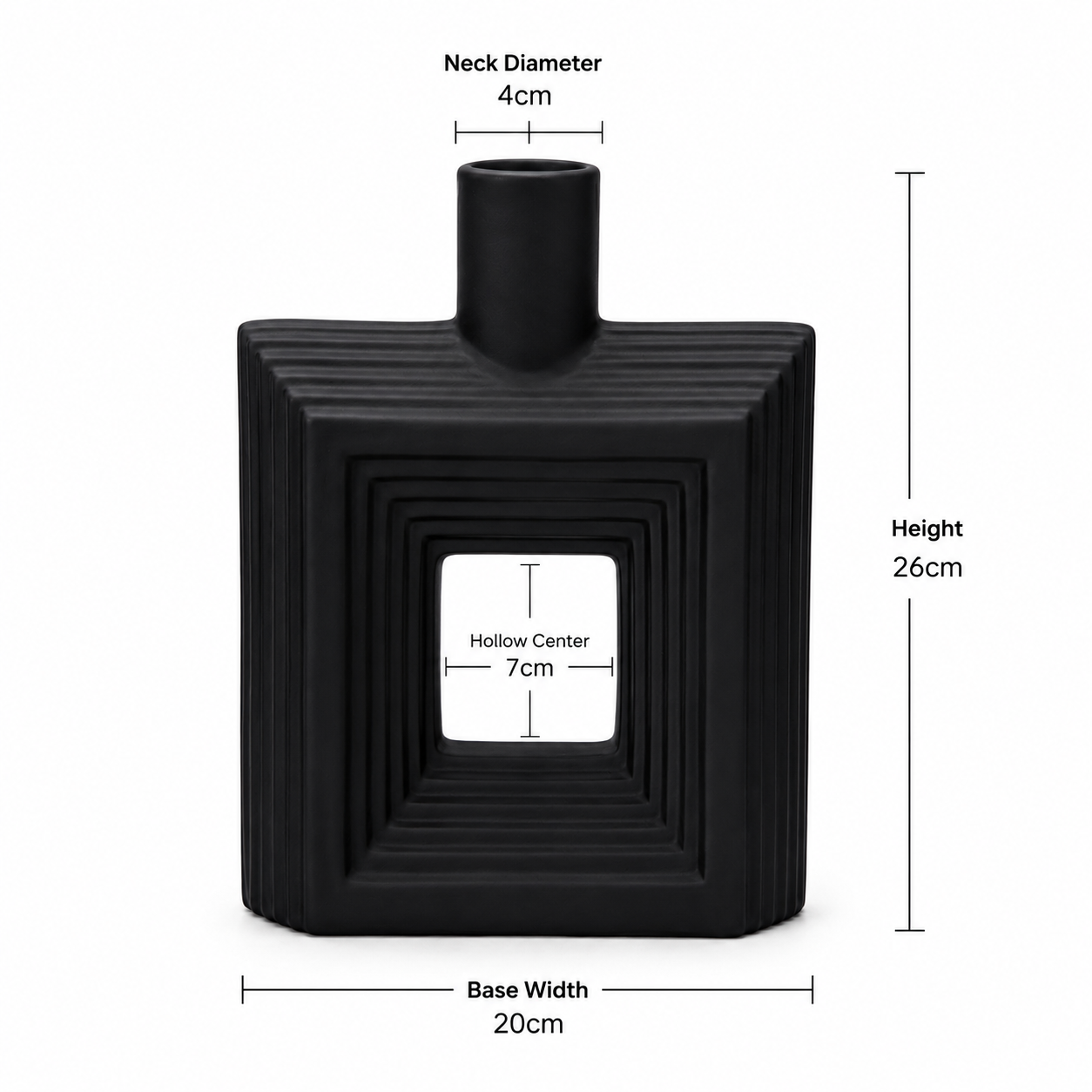 Ribbed Hollow Square Vase