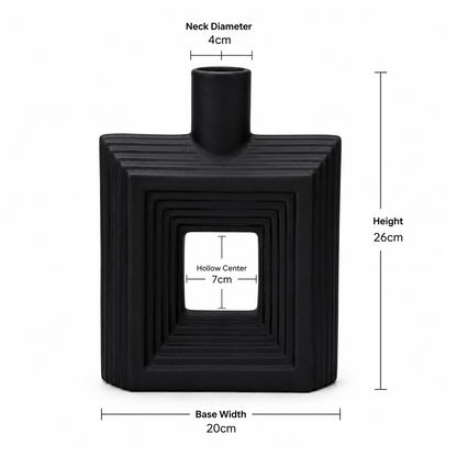 Ribbed Hollow Square Vase