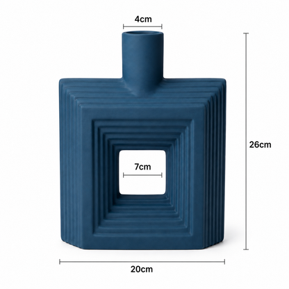 Ribbed Hollow Square Vase