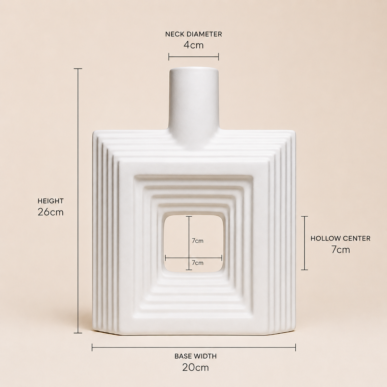 Ribbed Hollow Square Vase