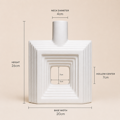 Ribbed Hollow Square Vase