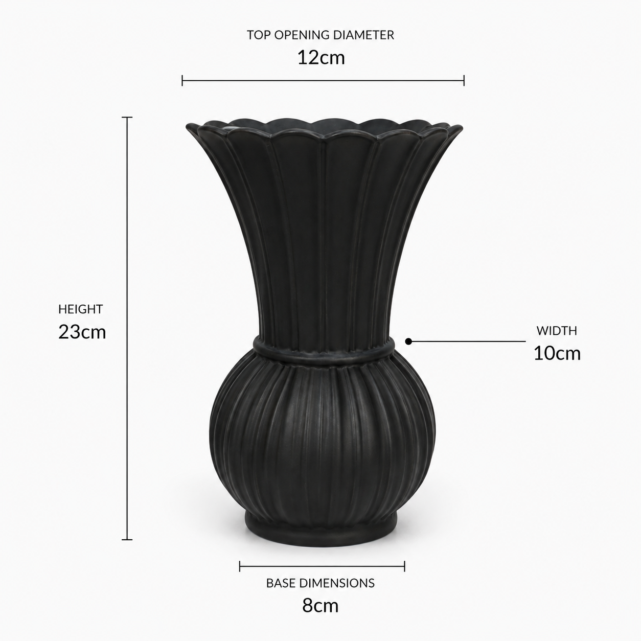 Scalloped Ribbed Ceramic Vase