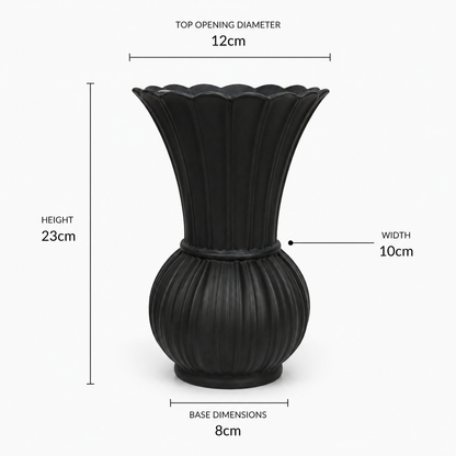 Scalloped Ribbed Ceramic Vase