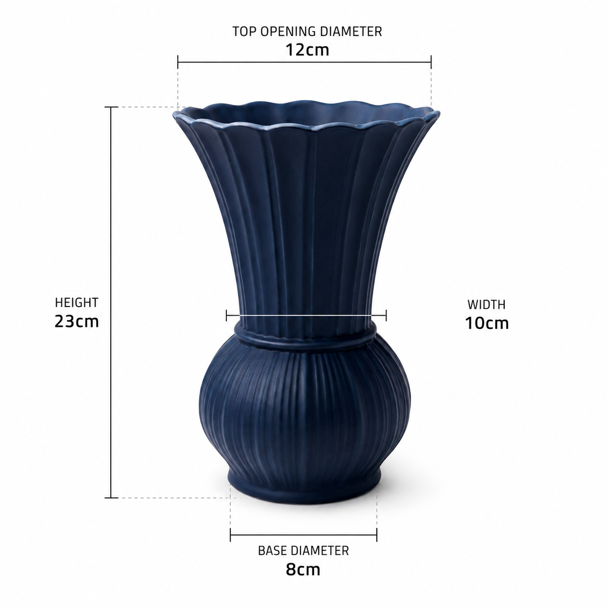 Scalloped Ribbed Ceramic Vase