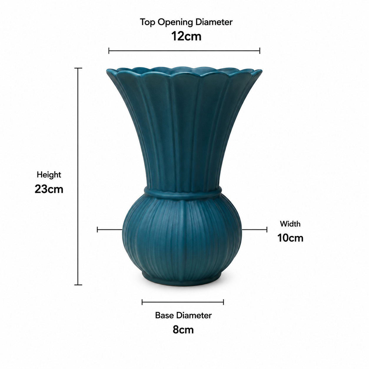 Scalloped Ribbed Ceramic Vase