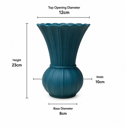 Scalloped Ribbed Ceramic Vase