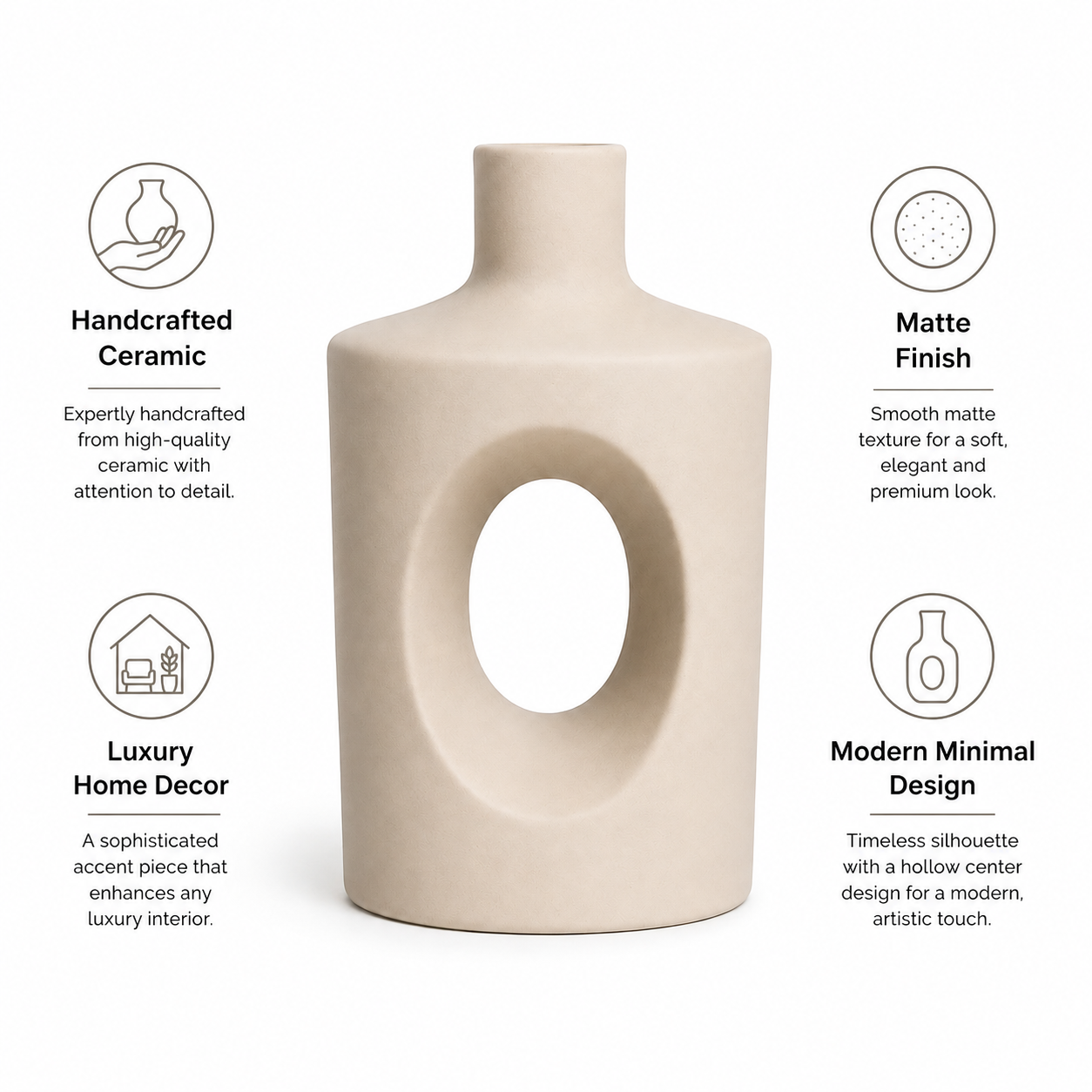 Modern Arch Hollow Vase – Beige
