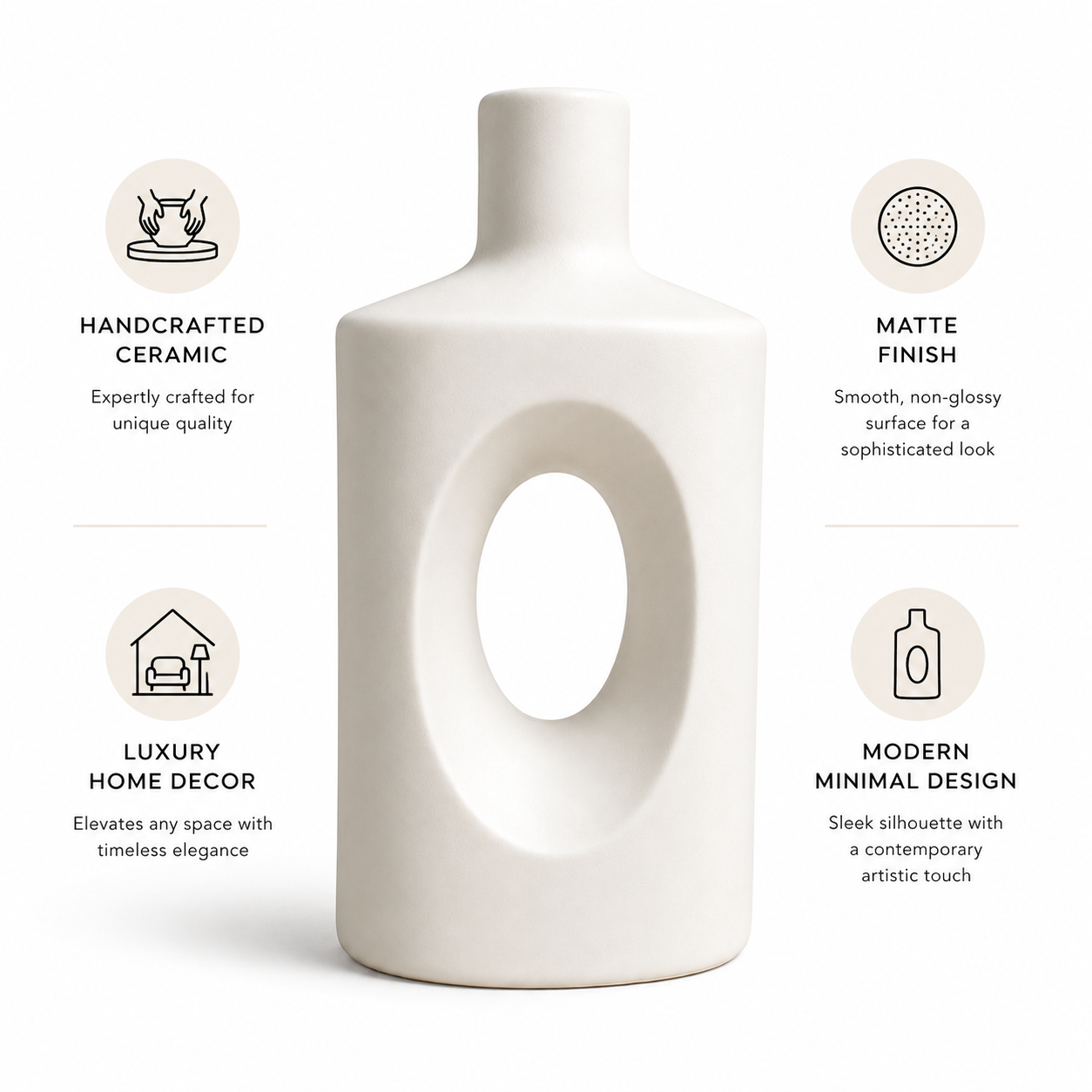 Modern Arch Hollow Vase – Beige