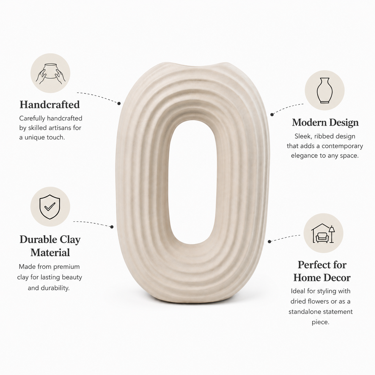 Modern Oval Ripple Vase