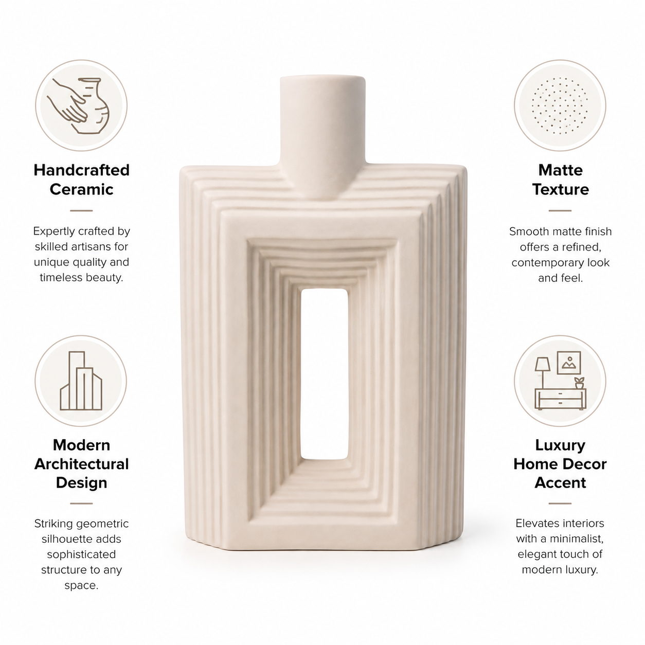 Ribbed Hollow Rectangle Vase
