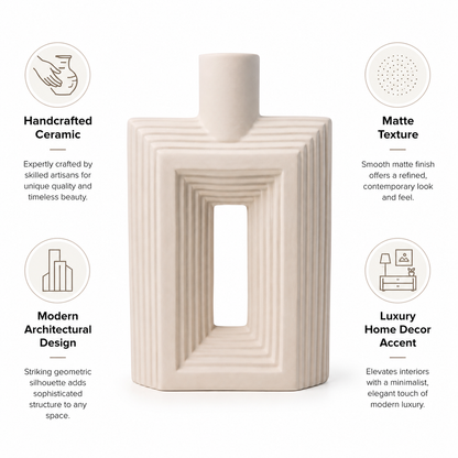 Ribbed Hollow Rectangle Vase