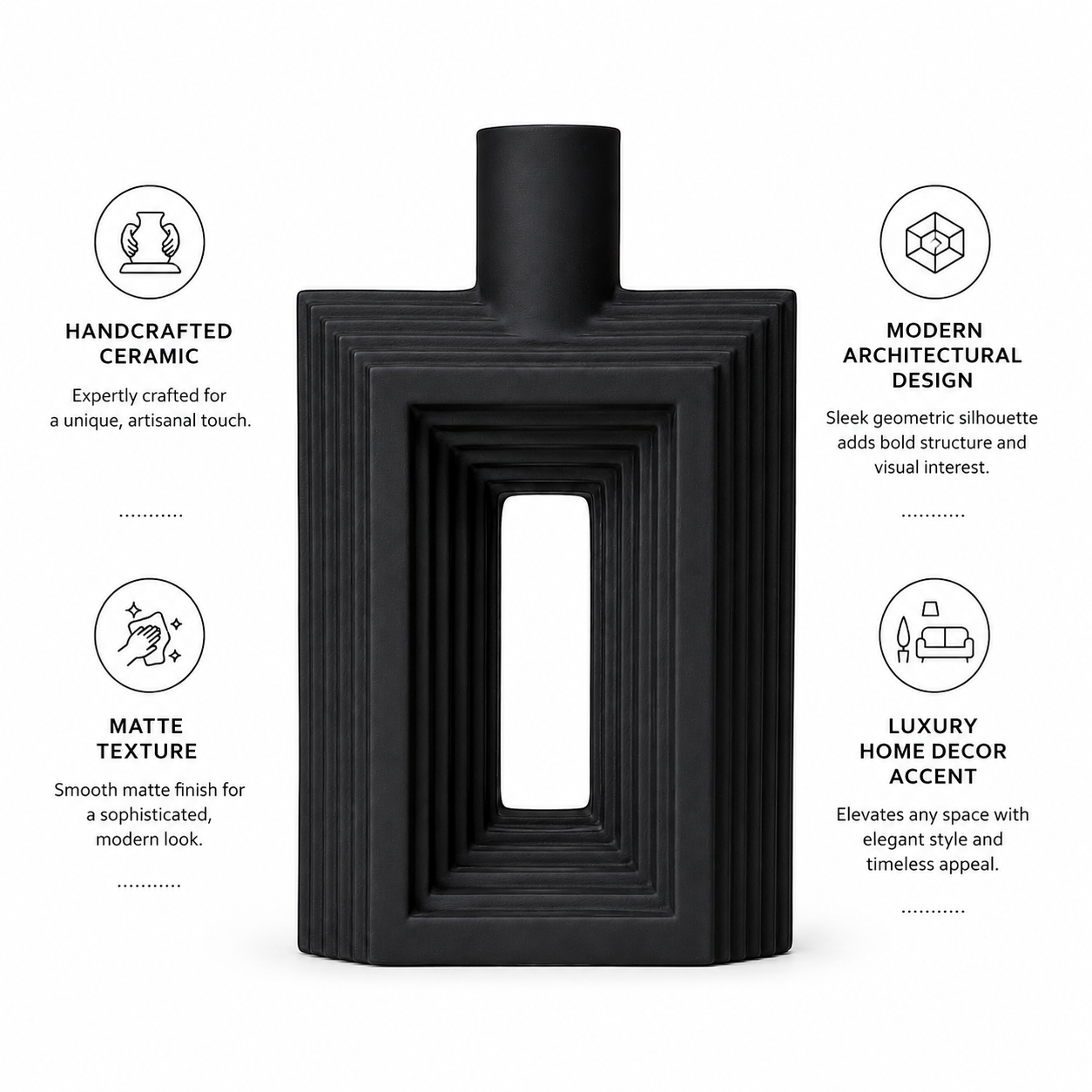Ribbed Hollow Rectangle Vase