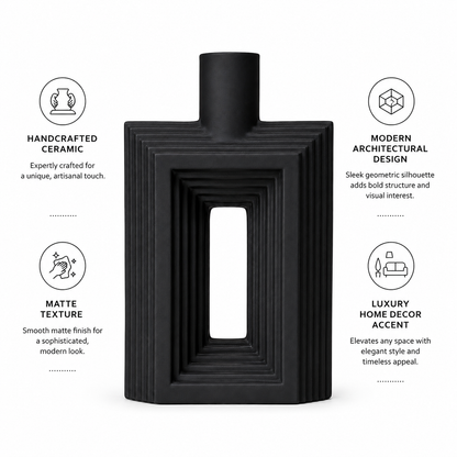 Ribbed Hollow Rectangle Vase