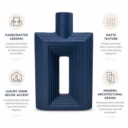 Ribbed Hollow Rectangle Vase