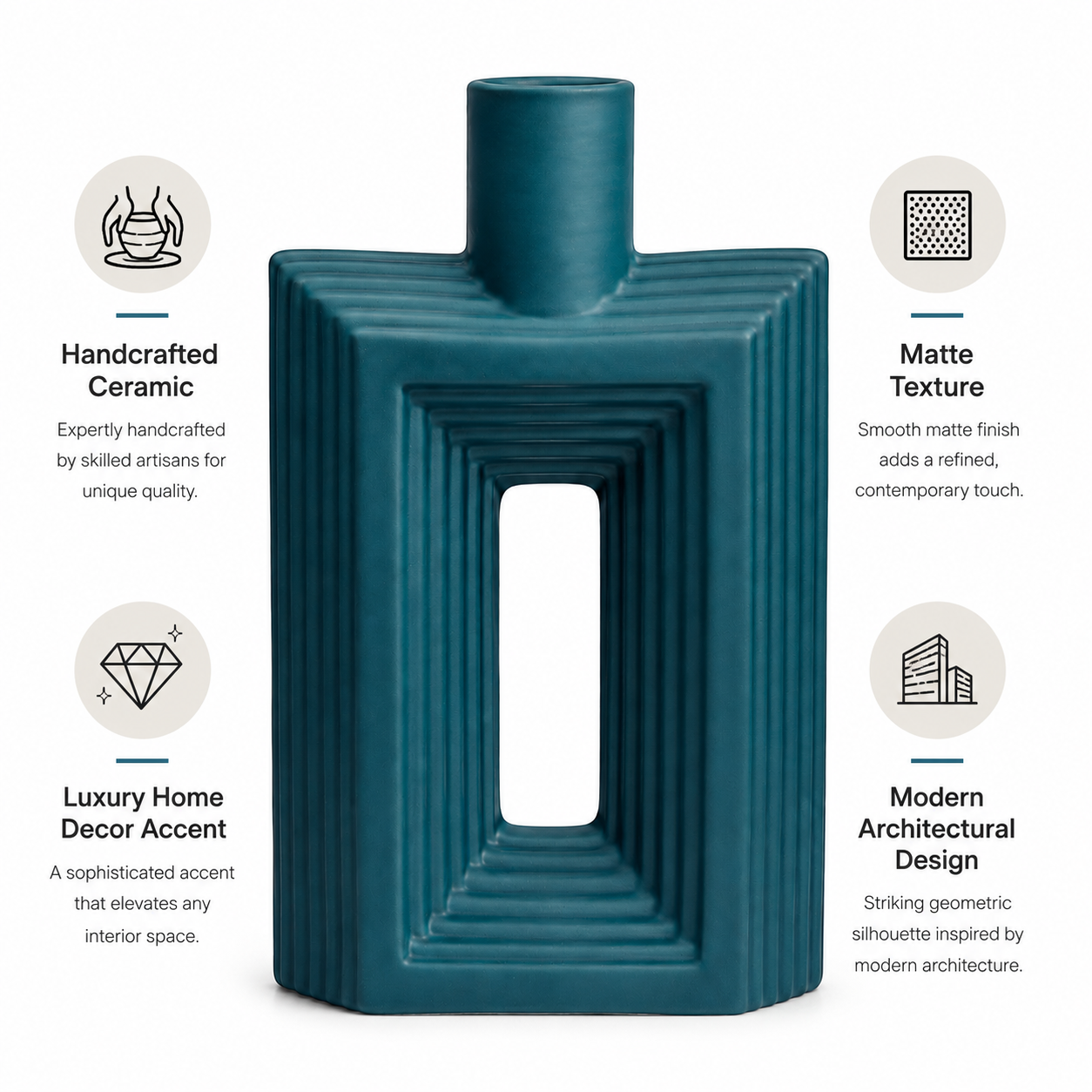 Ribbed Hollow Rectangle Vase