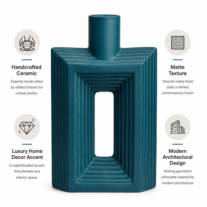 Ribbed Hollow Rectangle Vase