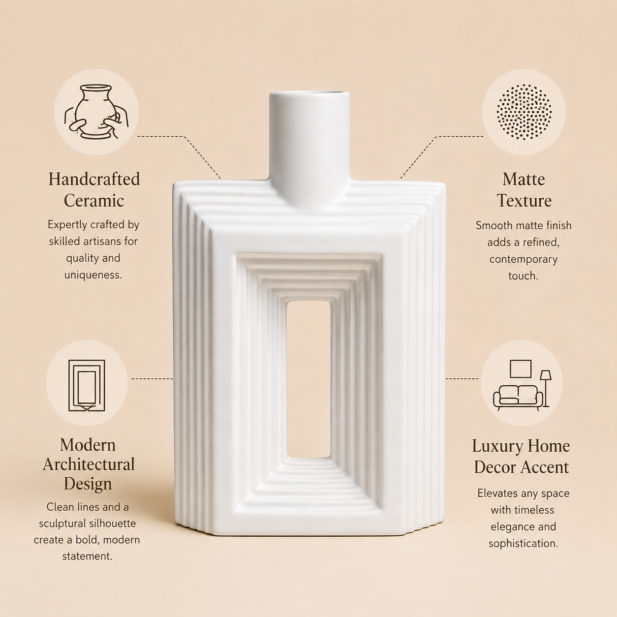 Ribbed Hollow Rectangle Vase