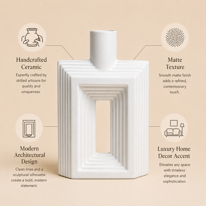 Ribbed Hollow Rectangle Vase