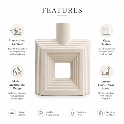 Ribbed Hollow Square Vase