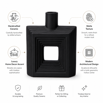 Ribbed Hollow Square Vase