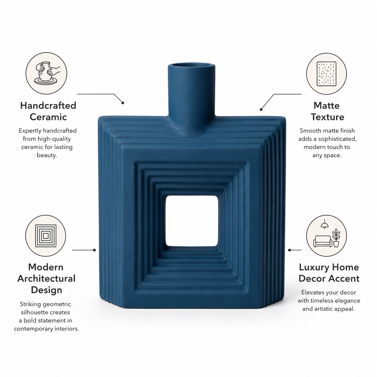 Ribbed Hollow Square Vase