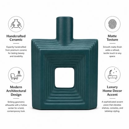 Ribbed Hollow Square Vase