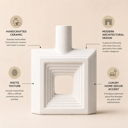 Ribbed Hollow Square Vase