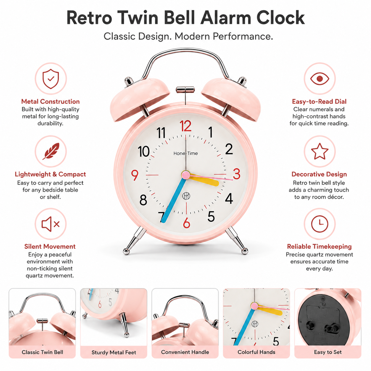 Table Bell Clock