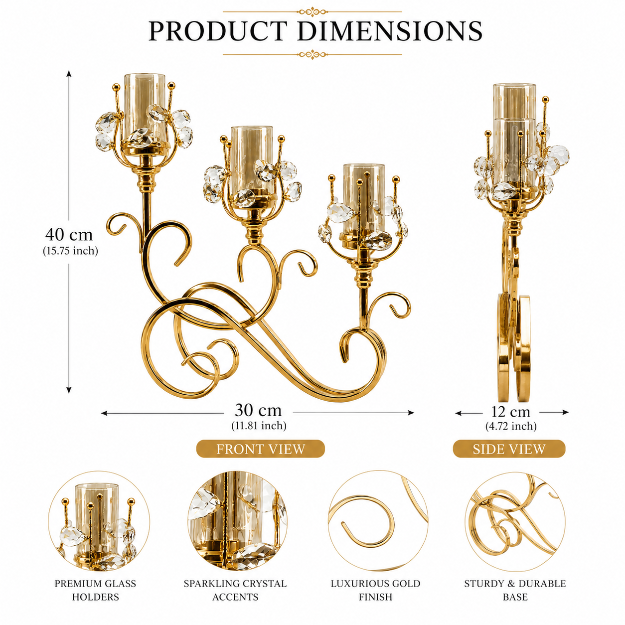 Elegant Triple Arm Candle Holder