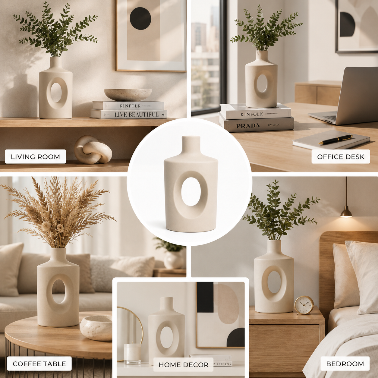 Modern Arch Hollow Vase – Beige